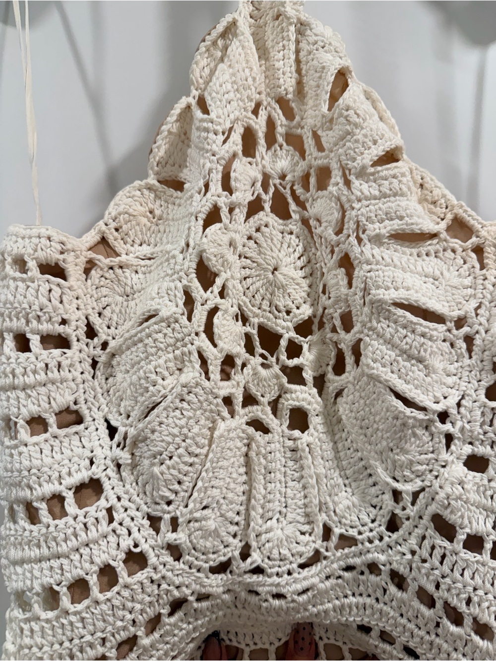 Oscar de la Renta Nude Crochet-Trim Dress - Picture 4 of 9